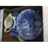 A Spode Italian bowl, six Royal Tudor dishes and a quantity of blue and white.