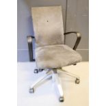 A Fritz Hansen danish grey suede office chair, designed by Burkhard Vogterr, 1994.