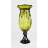 A green glass 1960s vase, 42cm high.