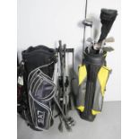 A Quantity of Wilson golf clubs, power caddy gold bag and clubs, and EA7 Emporio Armani golf bag and