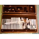 A part canteen of cutlery to include bone handled knives, forks and spoons, silver plated.