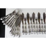 A set of Danish silver handled knives and forks.