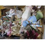 Assorted ceramic figurines, China wear to include Royal Worcester, and sundries.