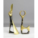 Two brass contemporary art figures, tallest measure 19cm high.