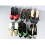 A pair of Lotus velvet shoes, together with five pairs of Vietnamese shoes.