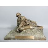A Royal Engineers bomb disposal bronzed figure.