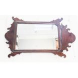 A fret carved Georgian mirror, mahogany, 79cm high, A/F