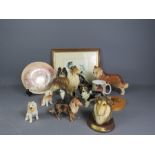 A quantity of ceramic collie dogs and other collie collectables.