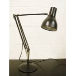 A black angle poise lamp.