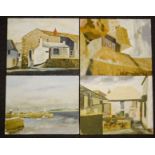 Four unsigned oil on boards, St Ives artist, each measures 20 by 25cm.