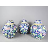 Three Chinese ginger jars, one A/F.