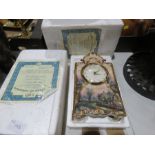 Two Bradford Exchange ceramic mantle clock, Lamplight Lane and The Light of Peace, with
