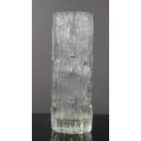 A Swedish slim tear drop pewter grey crystal vase, together with a Ravenshead bark effect ice vase.