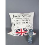 Jack Wills cushion and pencils.