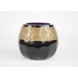 A German Art Glass vase, engraved with signature to the base, the gold colored band etched with