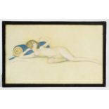 Leo Fontain, Art Deco reclining nude, print.