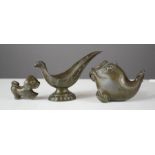 Just Andersen Bronze figurines; Puppy, Dolphin and Bird, Danish Design, 1930-1940s, together with