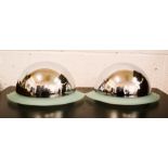 A Vassloh Schwabe German pair of chrome and glass wall lights.