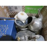 A group of silver plate and commemorative ware, and a Royal Scottish Crystal.