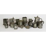 A quantity of pewter, to include tankards, jugs, duck and other items. (17)