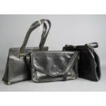 A Bagcraft leather vintage handbag, Carven bag and a black clutch.