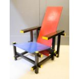 After Gerrit Rietveld 'Red and Blue' chair.