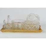 An assorted group of cut glassware including trifle bowls.