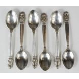 A set of six Georg Jensen Danish silver spoons.