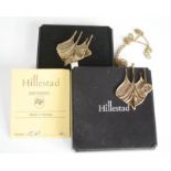 A bronzed metal Hillestad Smykker Norway brooch and necklace with certificate and box.