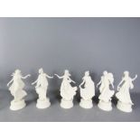 A group of six porcelain figurines of the dancing hours collection, Wedgwood, 1993, all numbered