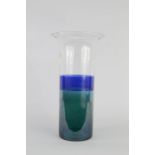 An Art Glass vase with in blue and green.