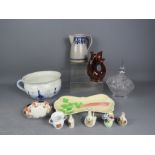 Ceramics to include celery dish, Dutch pottery, fish vase, tea pot etc.