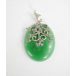 A jadeite and silver pendant, marked 925.