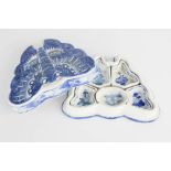 A Chinese blue and white ceramic eating set / box in the form of a butterfly.