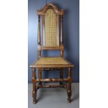 Two oak chairs and a walnut single chair.