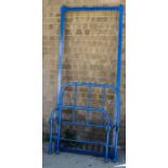 A Victorian blue painted metal framed single bed.