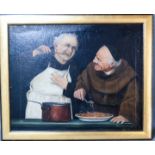 Walter Codd (19th century): Two Monks Eating Spagetti, signed and dated 1910, oil on canvas, ‘after’