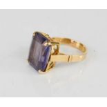 An 18ct gold and amethyst ring, 8.6g.