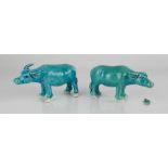 Two turquoise glazed water buffalo, possibly 19th century.