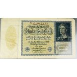 A German Reich Bank note mark 1000 M0105923.
