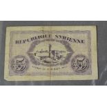 Bank notes: Republique Syrienne 1942.