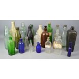 A quantity of excavated bottles, mostly coloured glass, including Lincoln, Cleethorpes and Grimsby