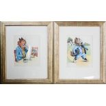 Louis Wain, pair of colour prints.