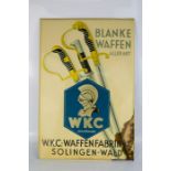 An original WWII German WKC Sword and Dagger maker advertising sign.