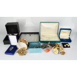 An Ernest Jones necklace and bracelet set, Avalon bracelet, Aurum pearl necklace, and various