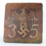 A WWII German Army painted barracks sign.
