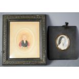 Two portrait miniatures, both in ebonised frames.