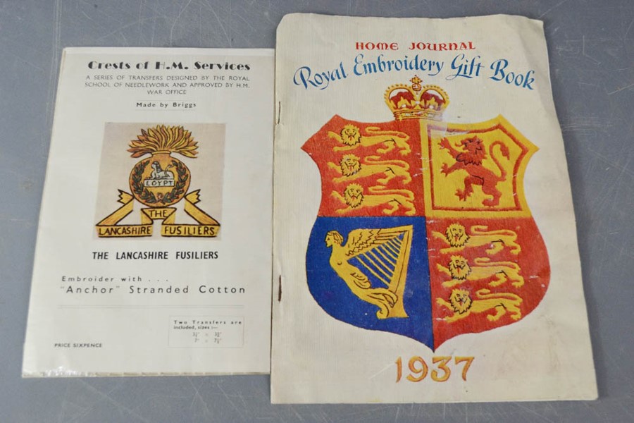 Crests of HM Services, The Lancashire Fusiliers together with Home Journal Royal Embroidery Gift