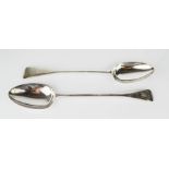 A pair of large Georgian silver plated ladles.