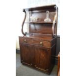 A Regency mahogany chiffonier with secretaire drawer the back having a single shelf and scroll